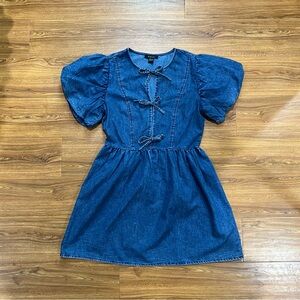 Denim Puff-Sleeve Dress